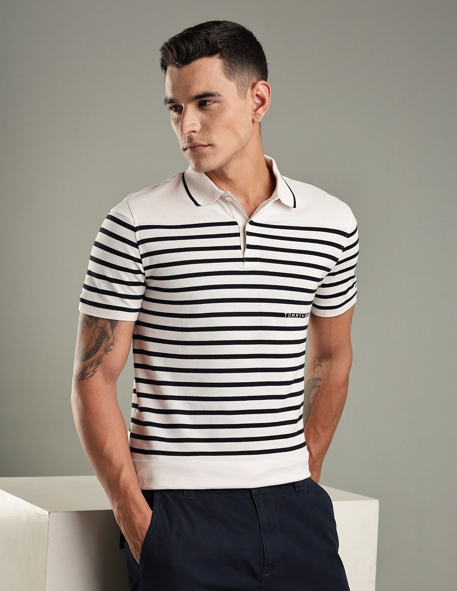 Tommy Hilfiger Striped Regular-Fit Cotton Polo Shirt