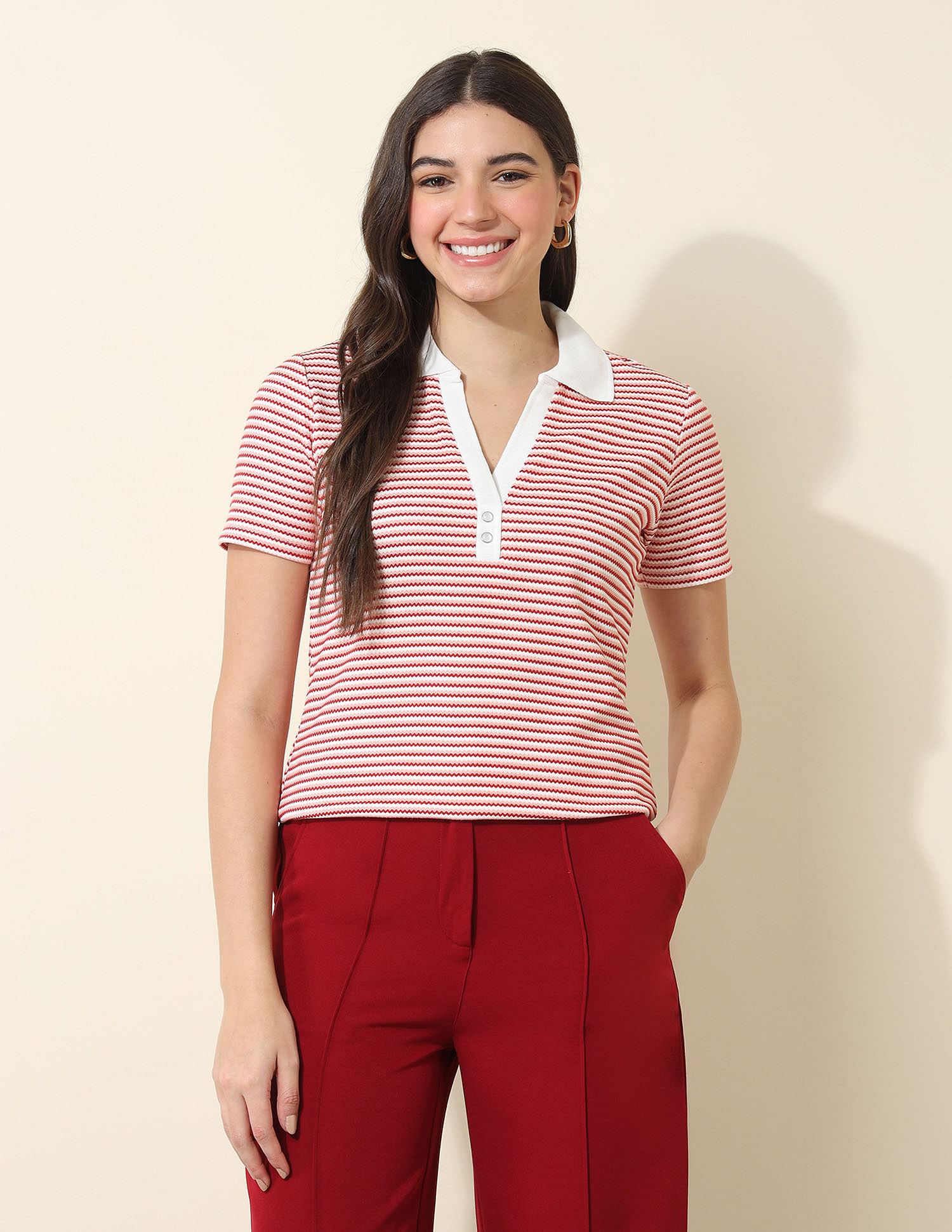 U.S. Polo Assn. Women Relaxed Fit Striped Polo Shirt