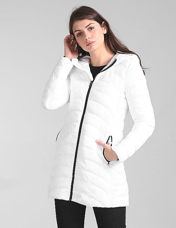 Buy GAP Women White Cold Control Light Weight Hooded Puffer Coat NNNOW