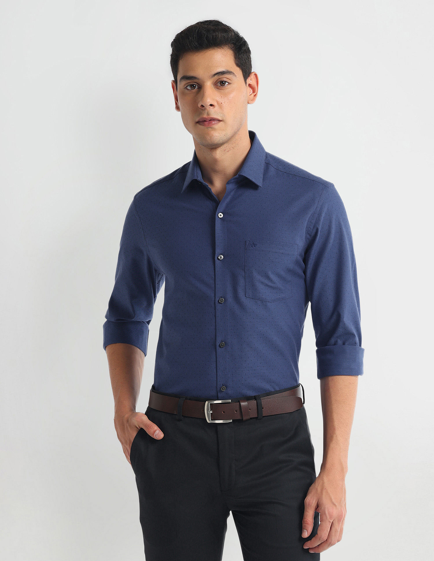 Arrow Geometric Patterned Dobby Shirt