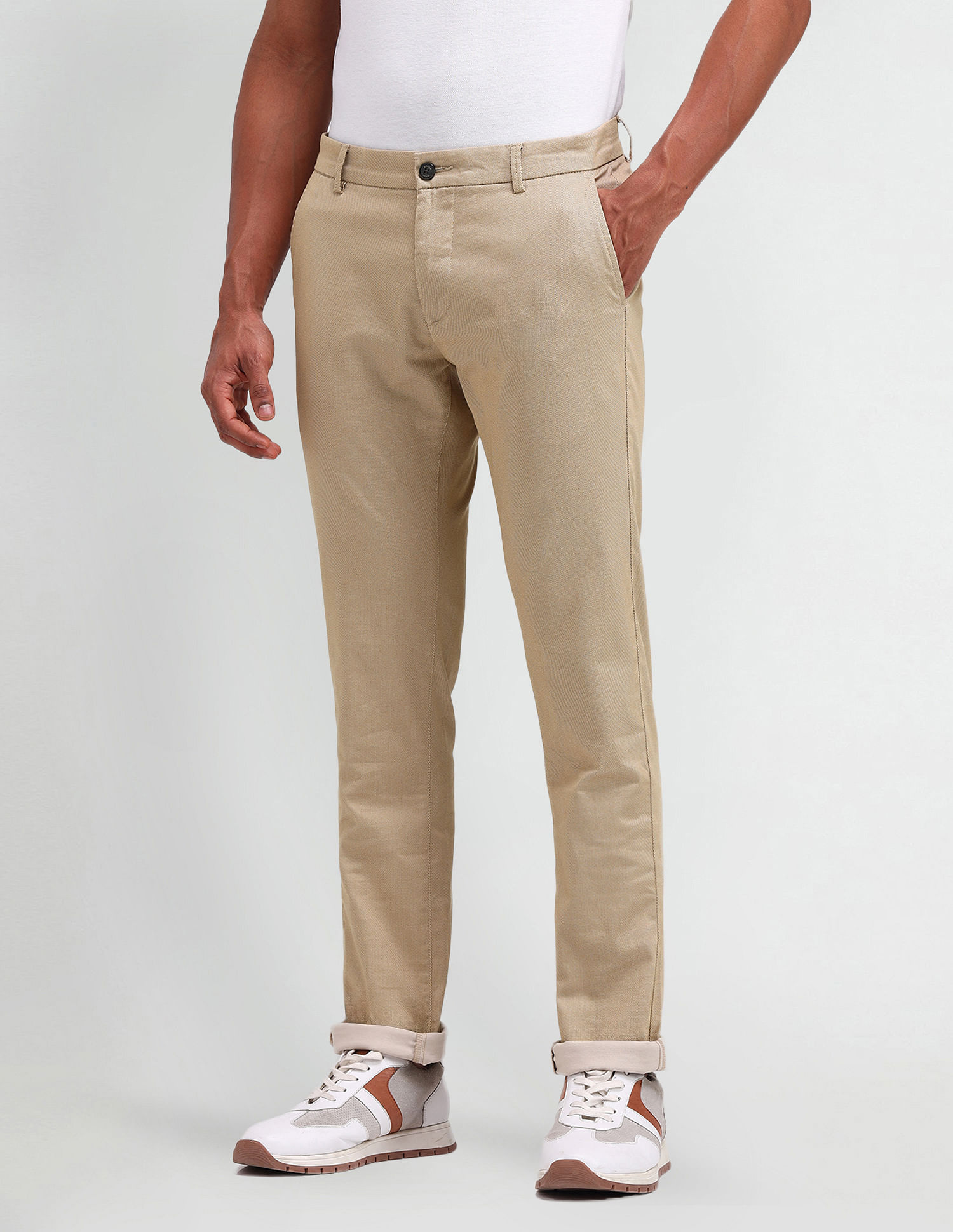 Arrow Sport Slim Fit Textured Trousers