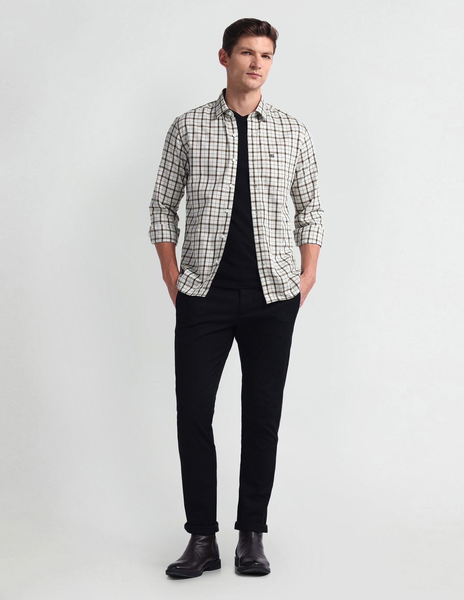 Arrow Sport Tartan Checked Manhattan Slim Shirt