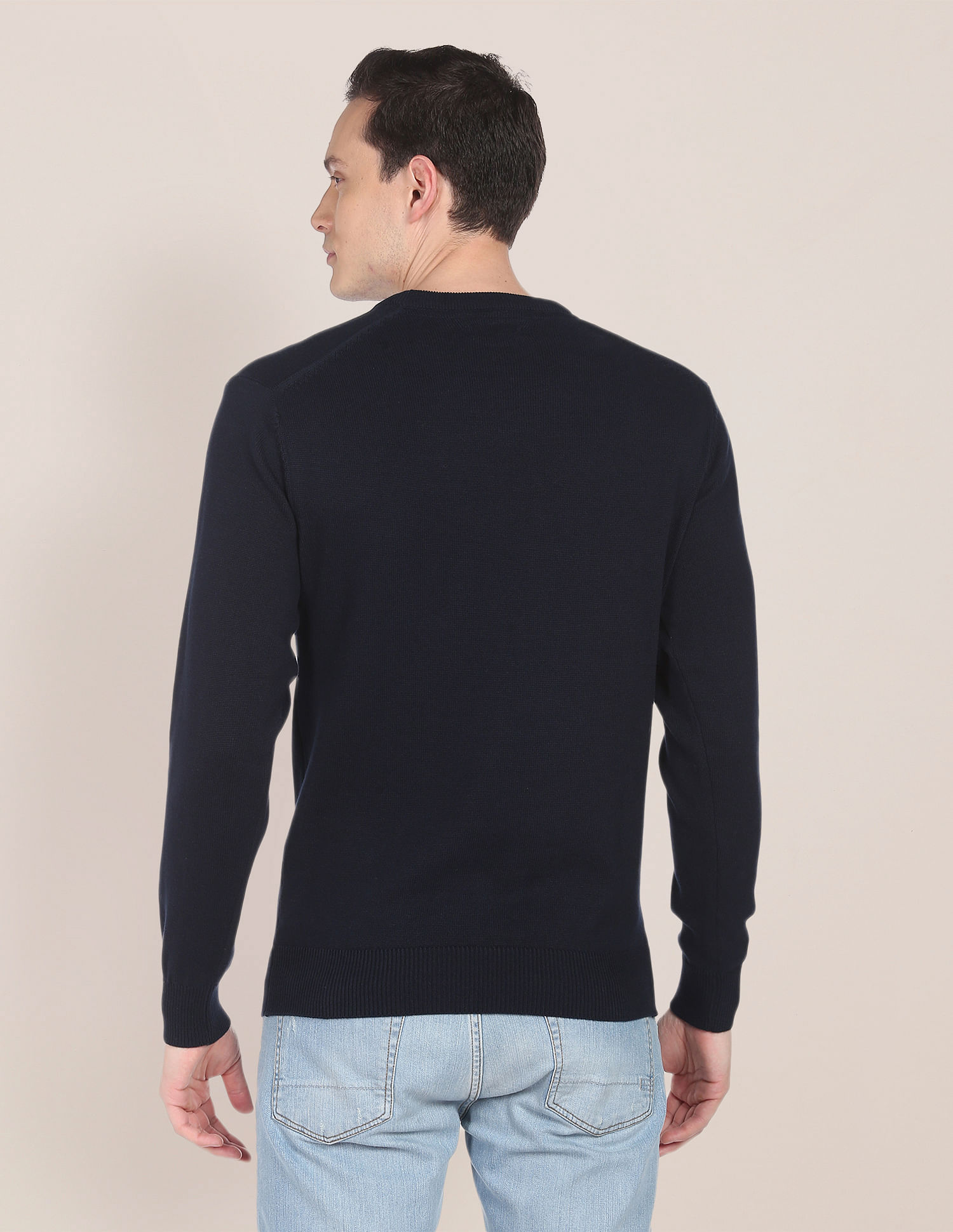 U.S. Polo Assn. Crew Neck Patterned Knit Cotton Sweater