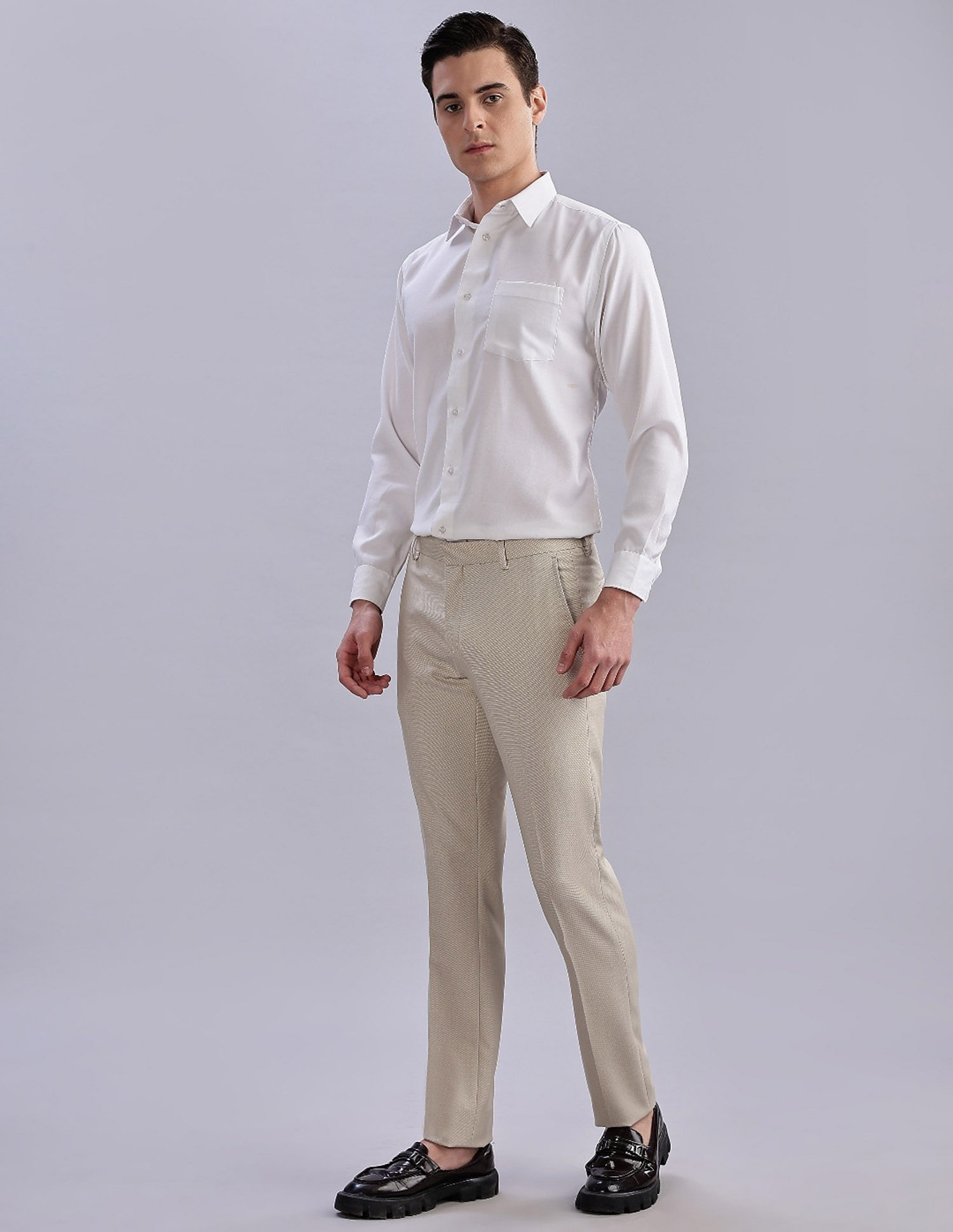 Tommy Hilfiger Regular-Fit Self-Design Mid Rise Trousers