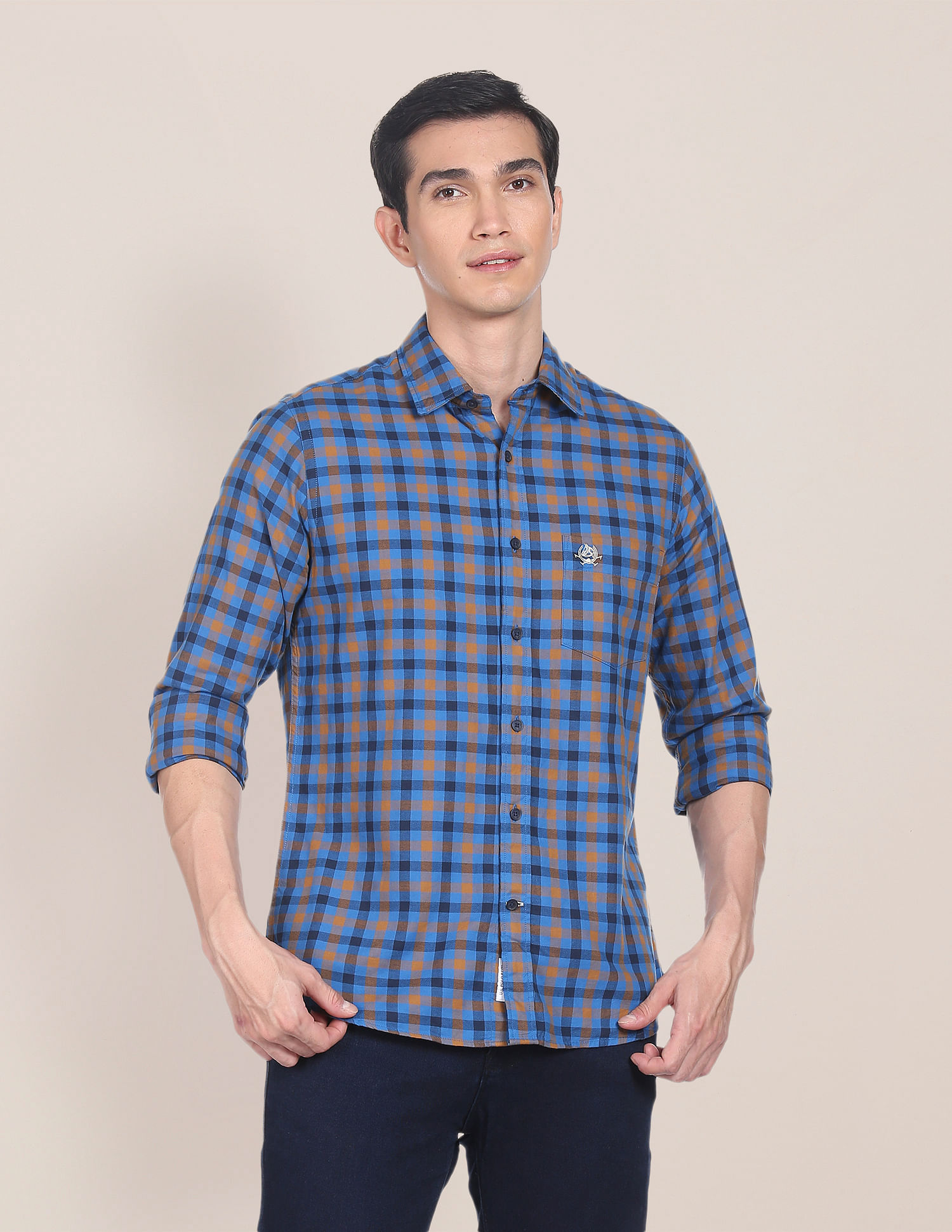 U.S. Polo Assn. Spread Collar Grid Tattersall Check Casual Shirt