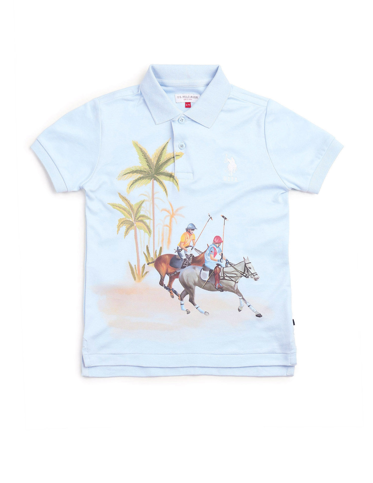 U.S. Polo Assn. Kids Boys Regular Fit Graphic Printed Polo Shirt
