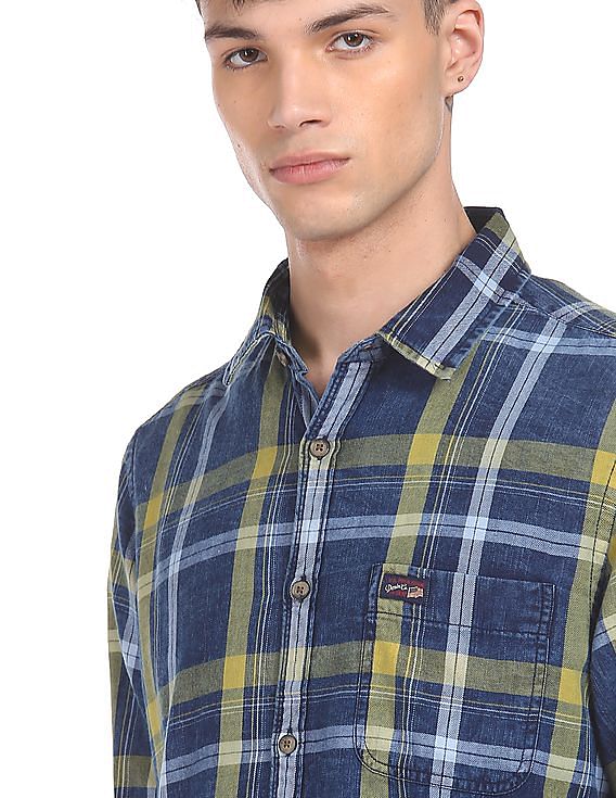 U.S. Polo Assn. Denim Co. Spread Collar Checked Casual Shirt