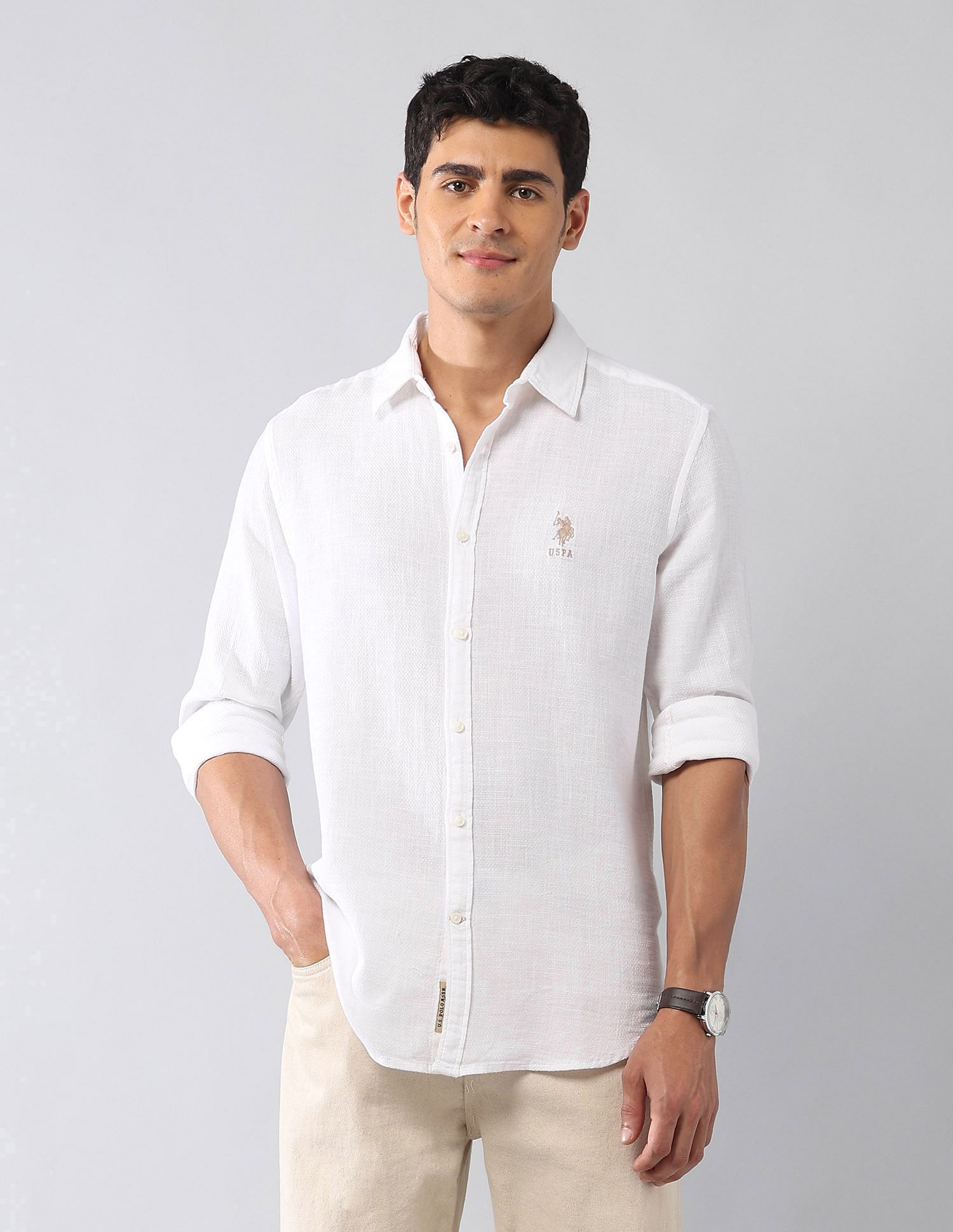 U.S. Polo Assn. Denim Co. Textured Dobby Regular Fit Shirt