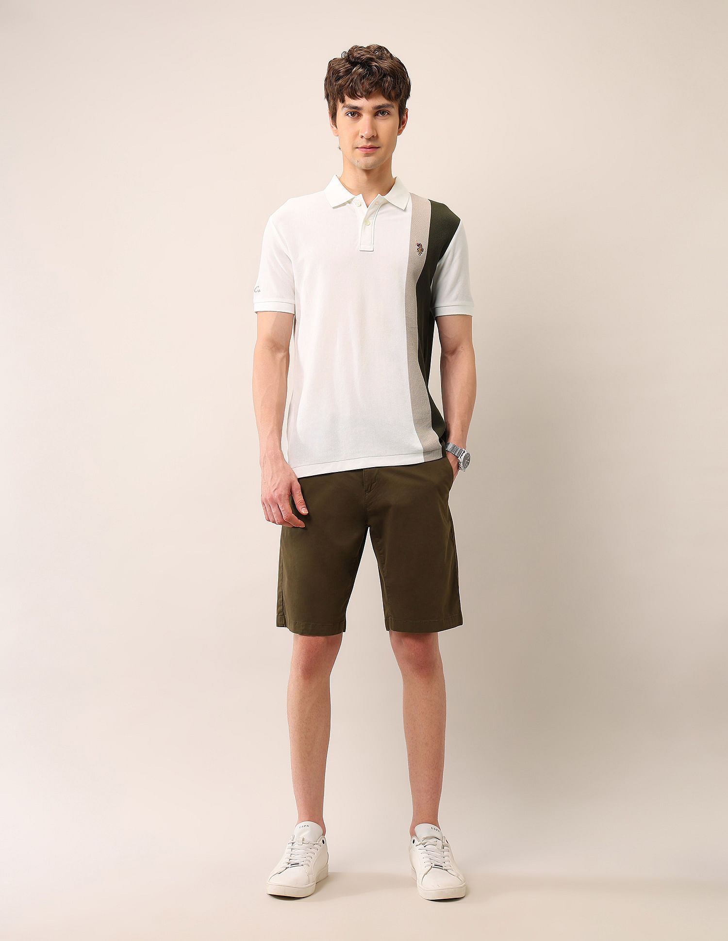 U.S. Polo Assn. Denim Co. Colourblocked Pure Cotton Polo Shirt