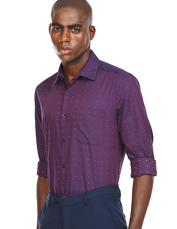 Purple Patterned Two Tone Formal Shirt ...