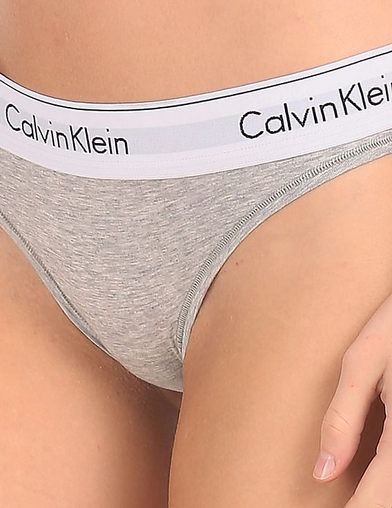 Calvin Klein Women's Modern Cotton Bikini, Grey Heather, Large 