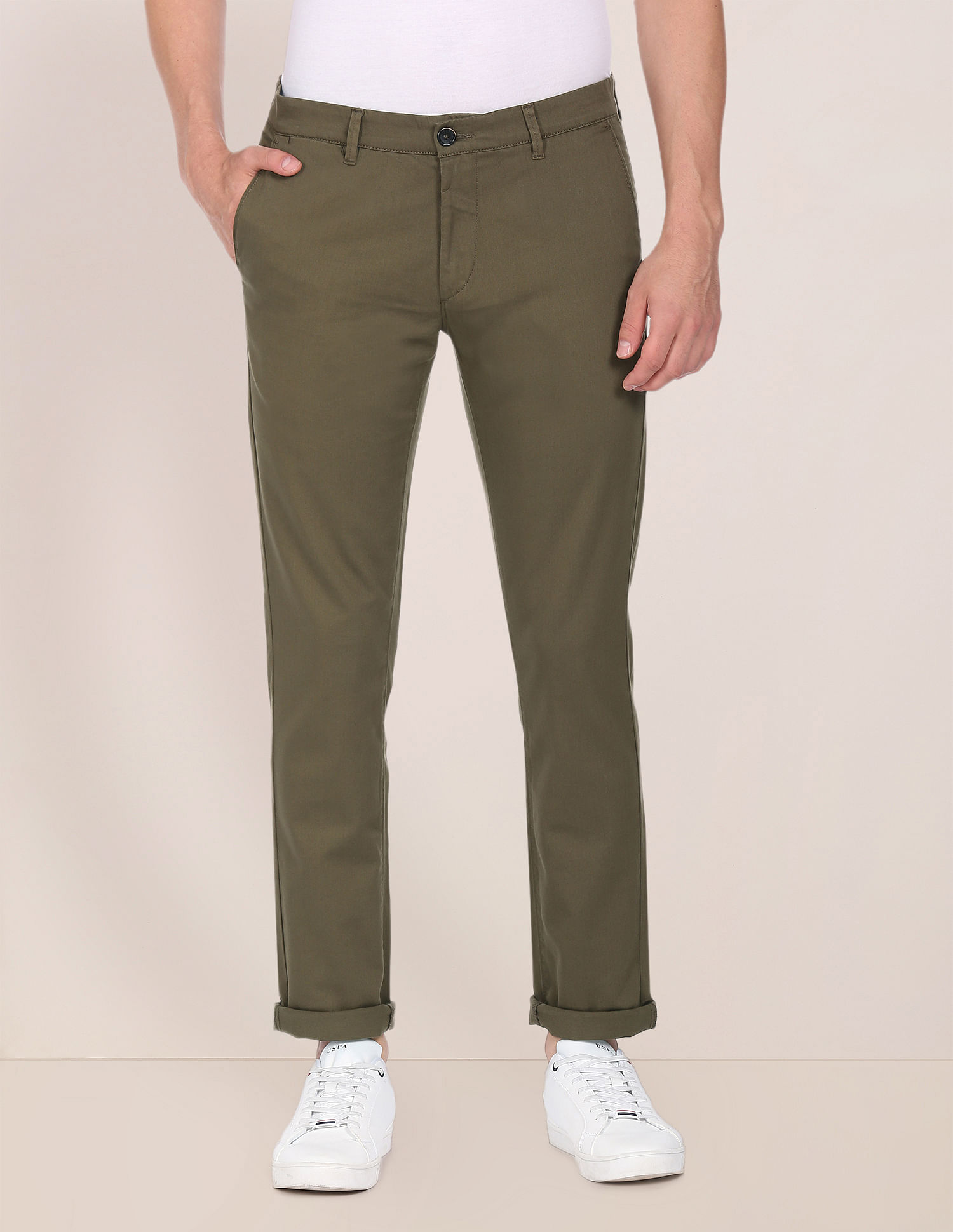 U.S. Polo Assn. Denver Slim Fit Solid Casual Trousers