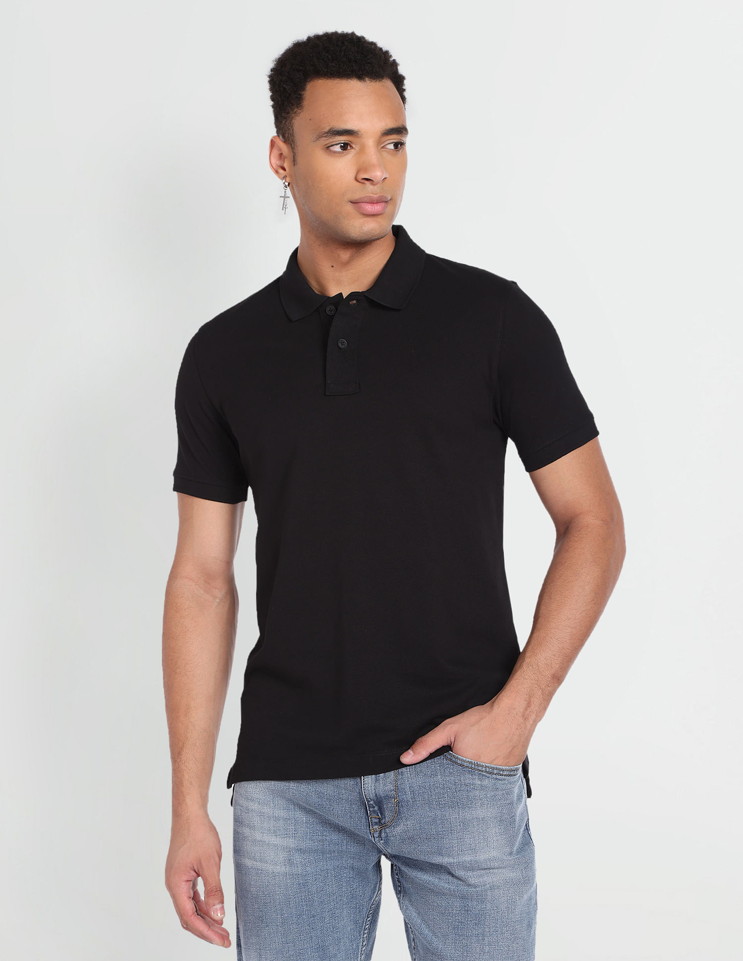 Flying Machine Short Sleeve Solid Polo Shirt