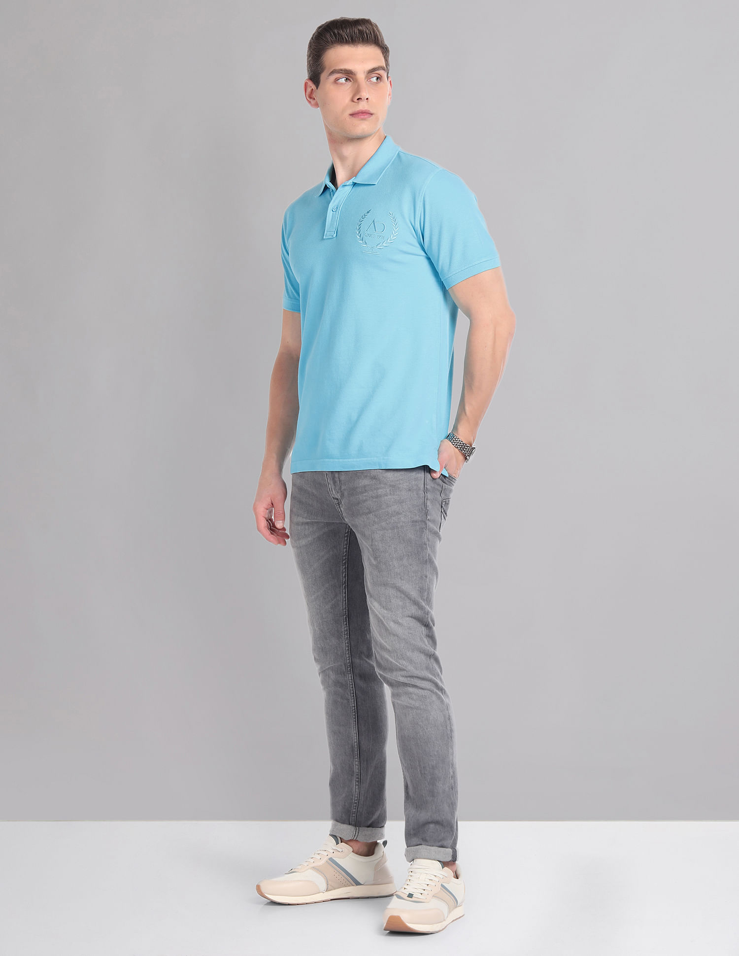 AD by Arvind Embroidered Logo Profound Polo Shirt