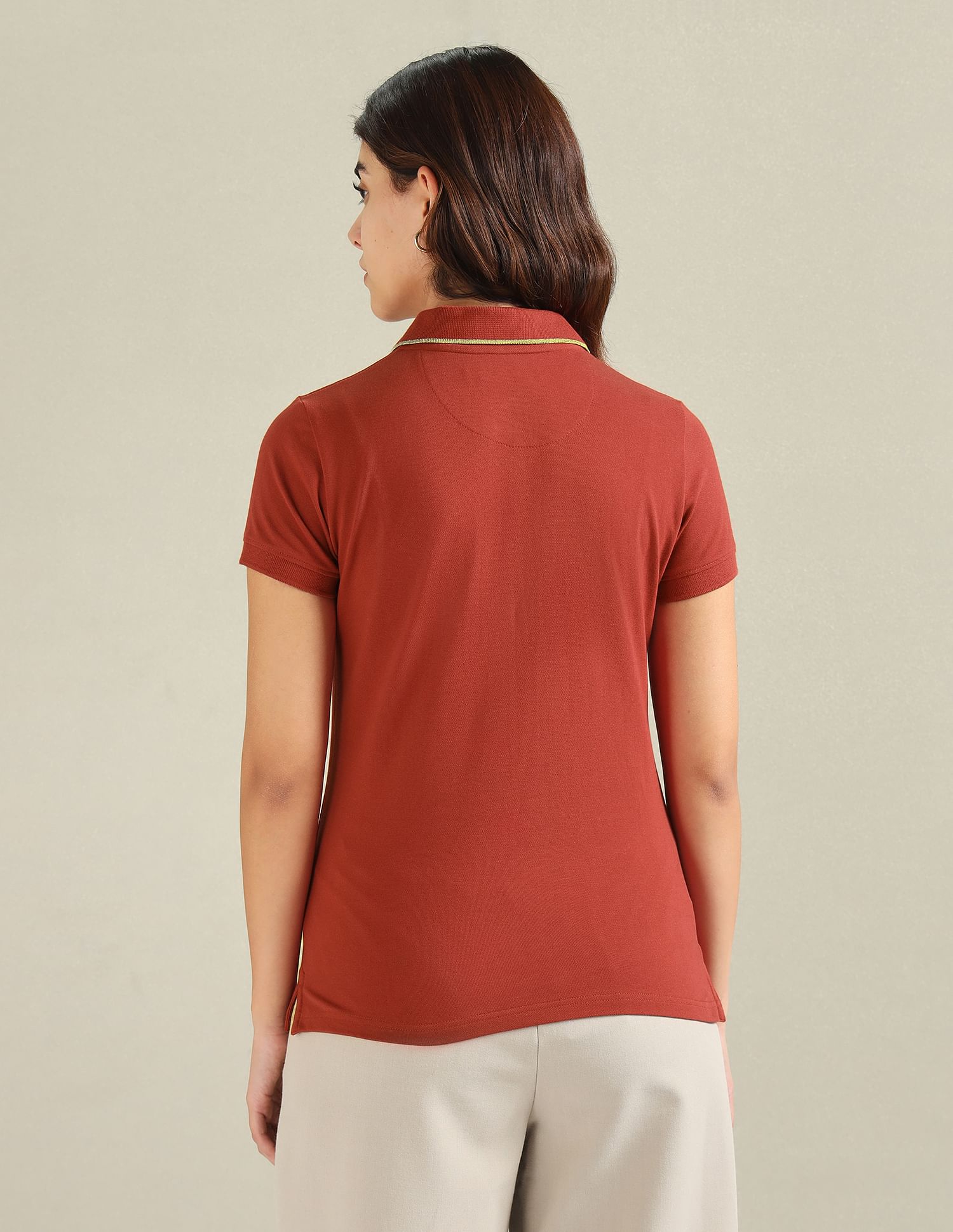 U.S. Polo Assn. Women Tipped Collar Pique Polo Shirt