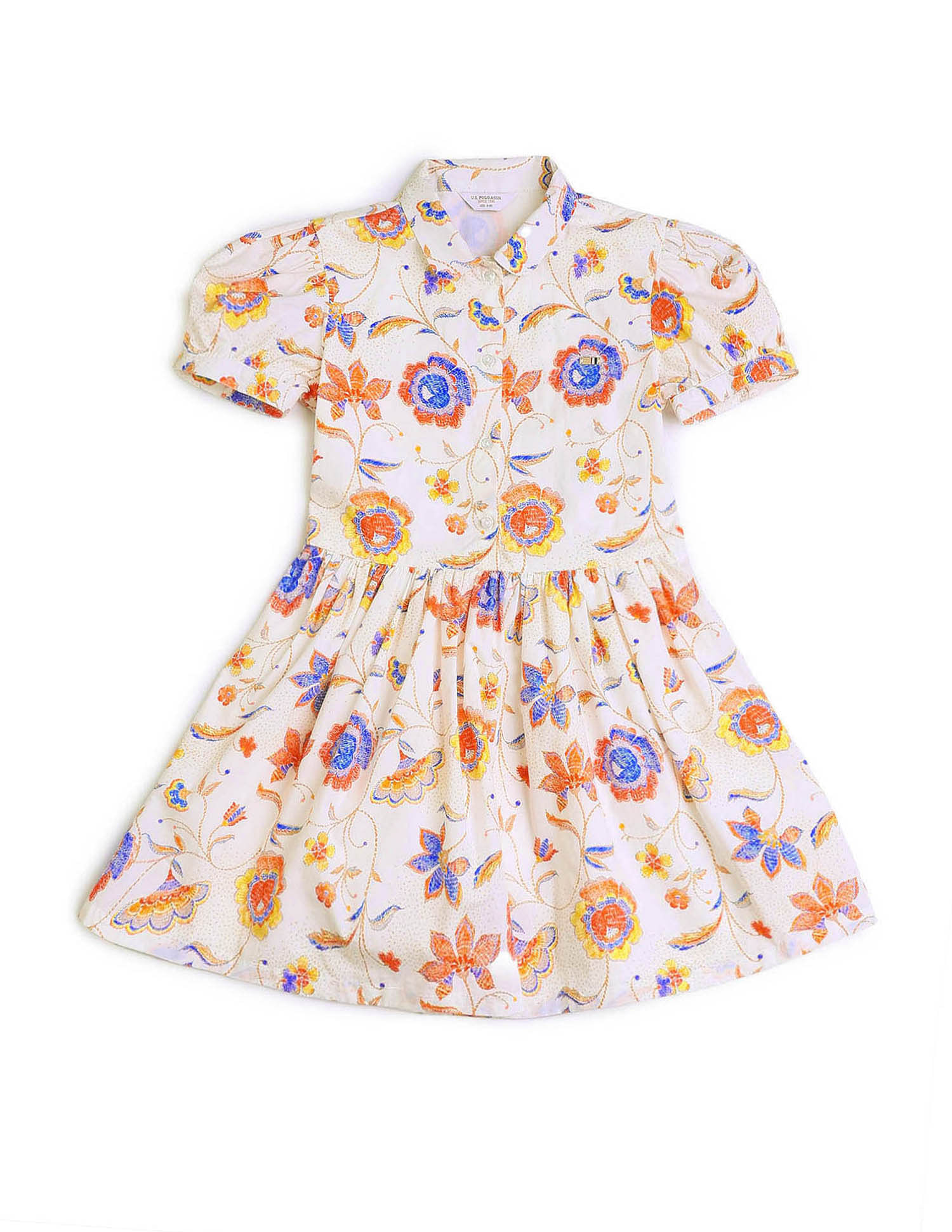U.S. Polo Assn. Kids Girls Flare Printed Shirt Dress