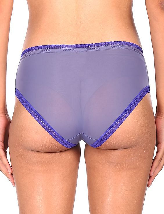 Buy Calvin Klein Underwear Women Purple Elasticized Waistband Lace Hip  Briefs 