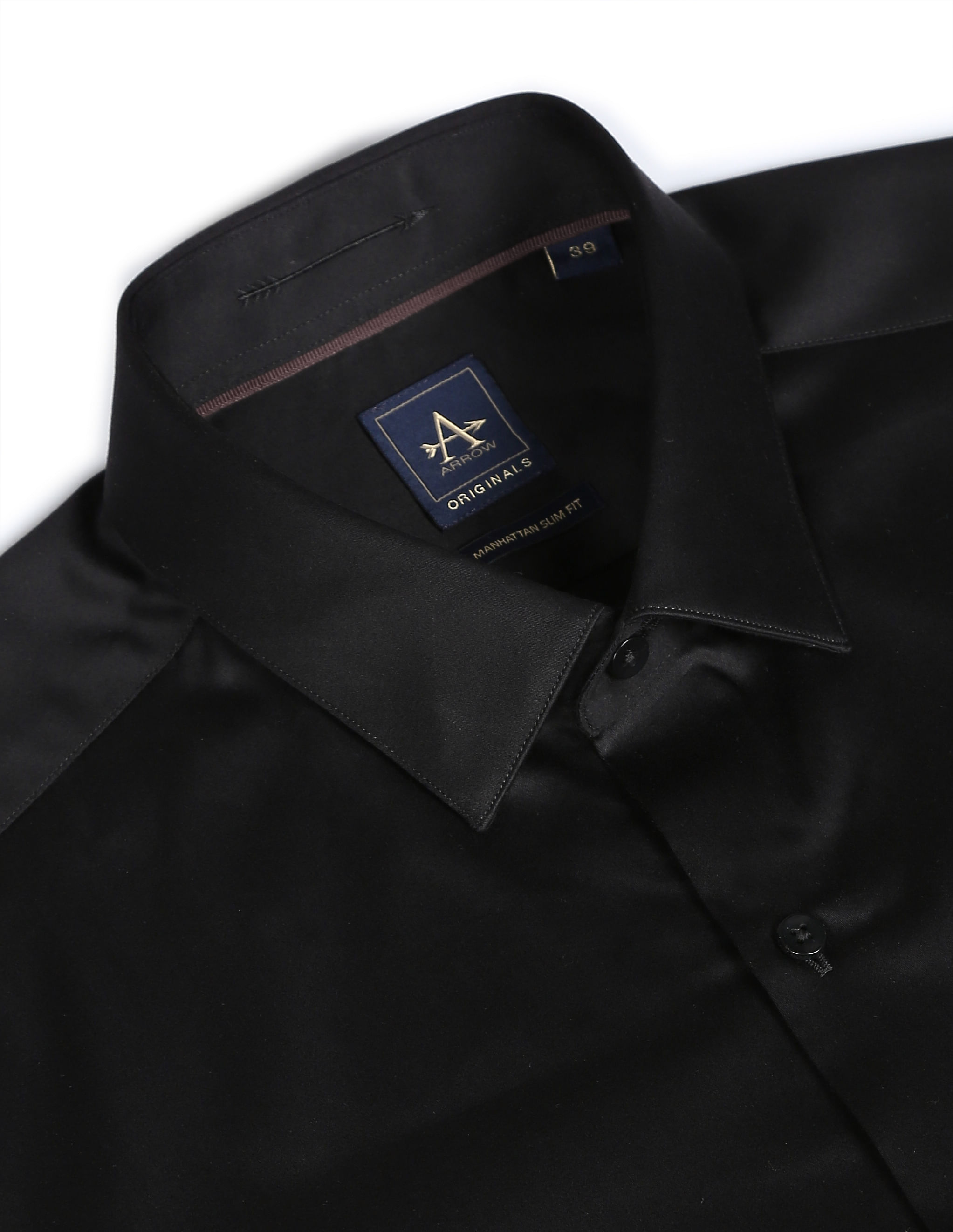 Black shining formal shirt on sale