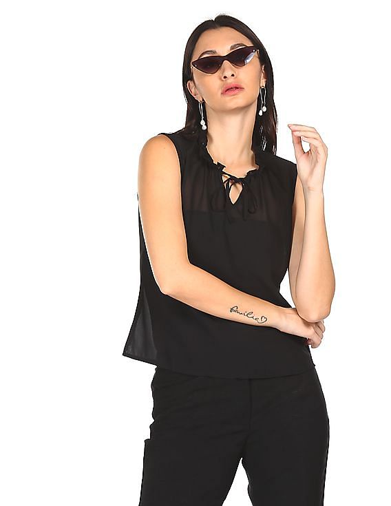 Buy Flying Machine Women Sleeveless Solid Top 