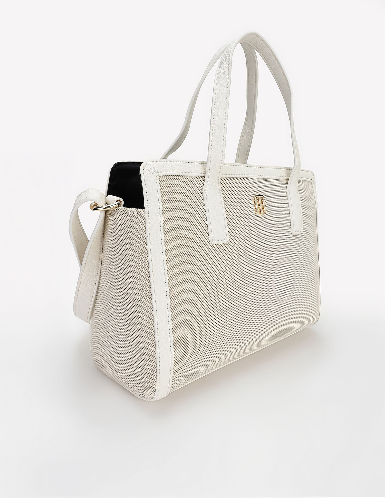 Tommy Hilfiger Solid White Polyester Hand Bags