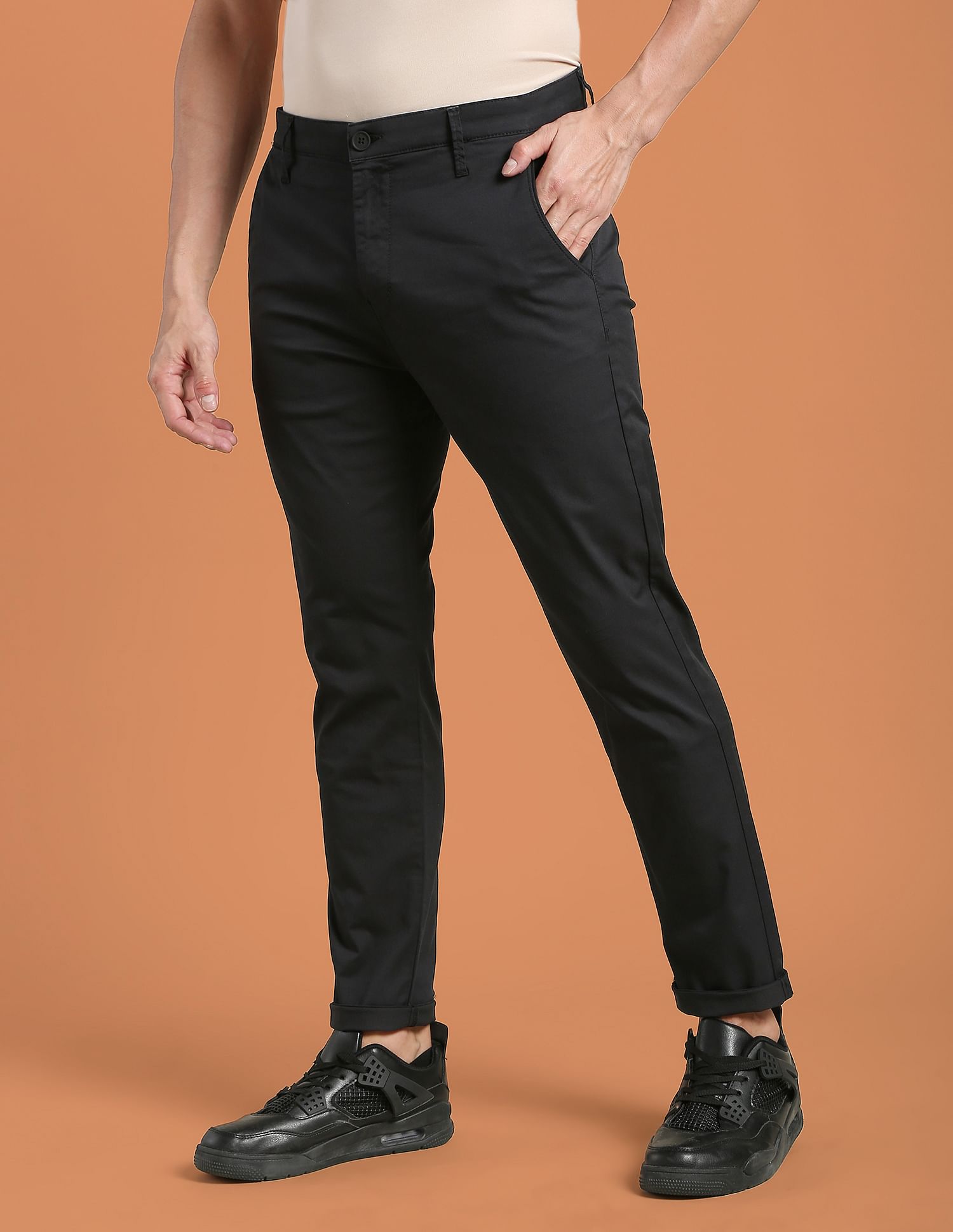 Flying Machine Mid Rise Solid F-Lite Trousers