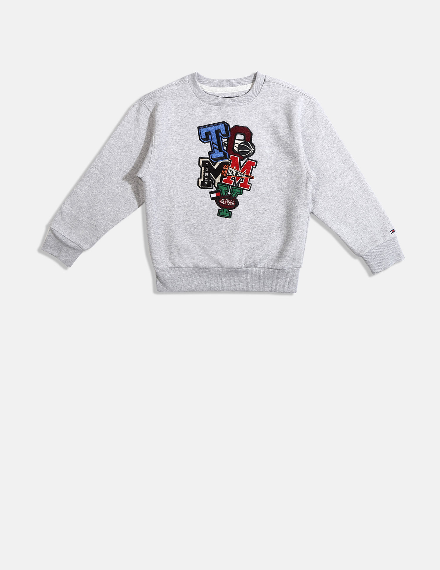 Buy Tommy Hilfiger Kids Boys Light Grey Crew Neck Varsity Sweatshirt -  NNNOW.com