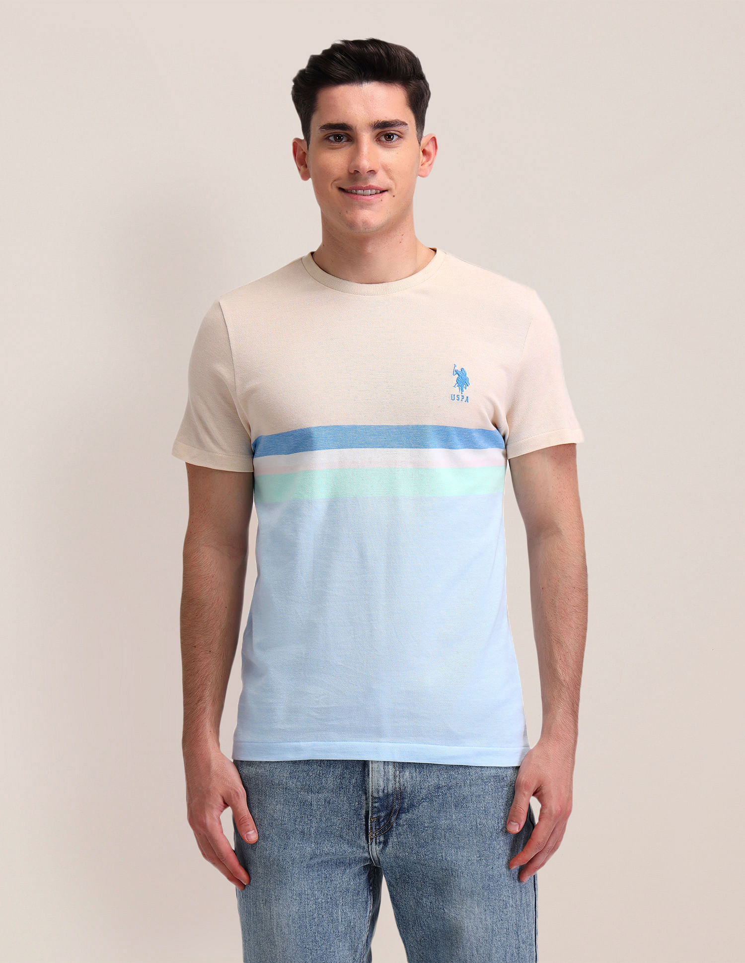 U.S. Polo Assn. Colourblocked Cotton T-Shirt