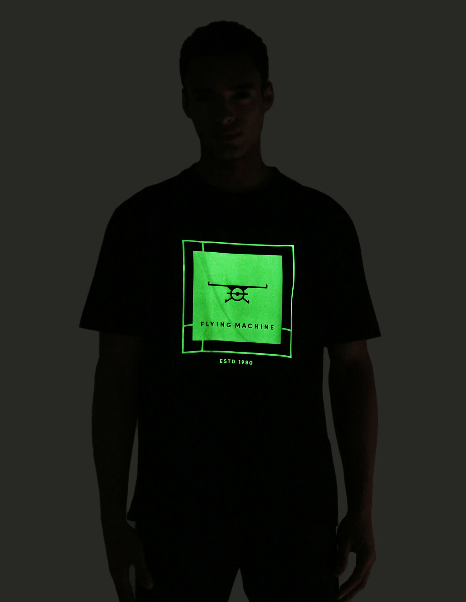 Flying Machine Glow In The Dark Cotton T-Shirt