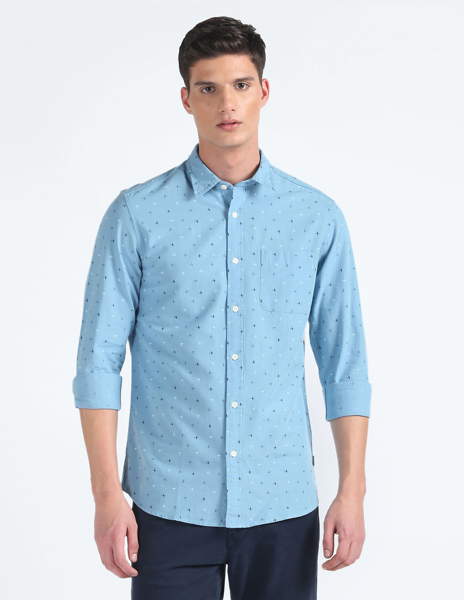 Flying Machine Dobby Cotton Shirt