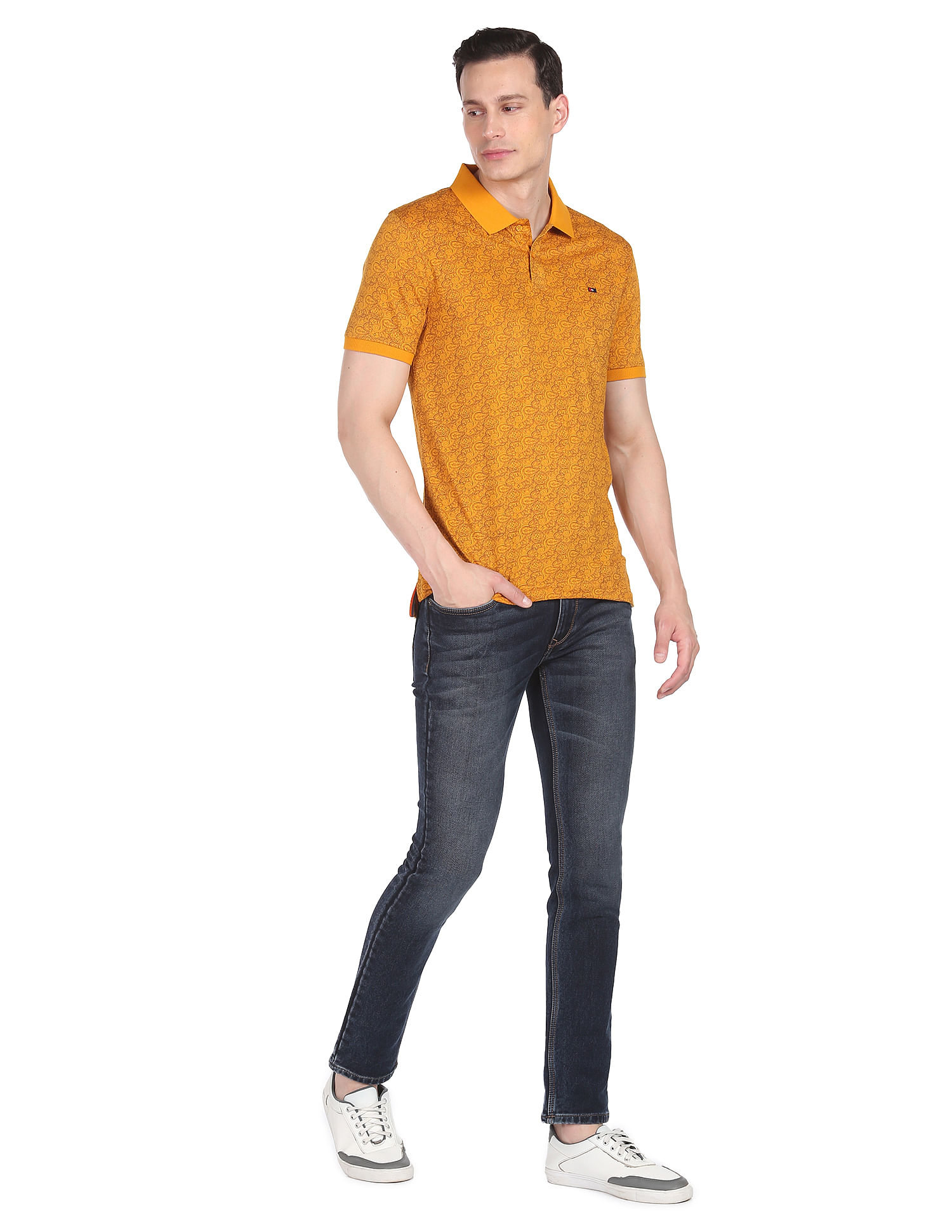 AD by Arvind Modern Abstract Print Polo Shirt