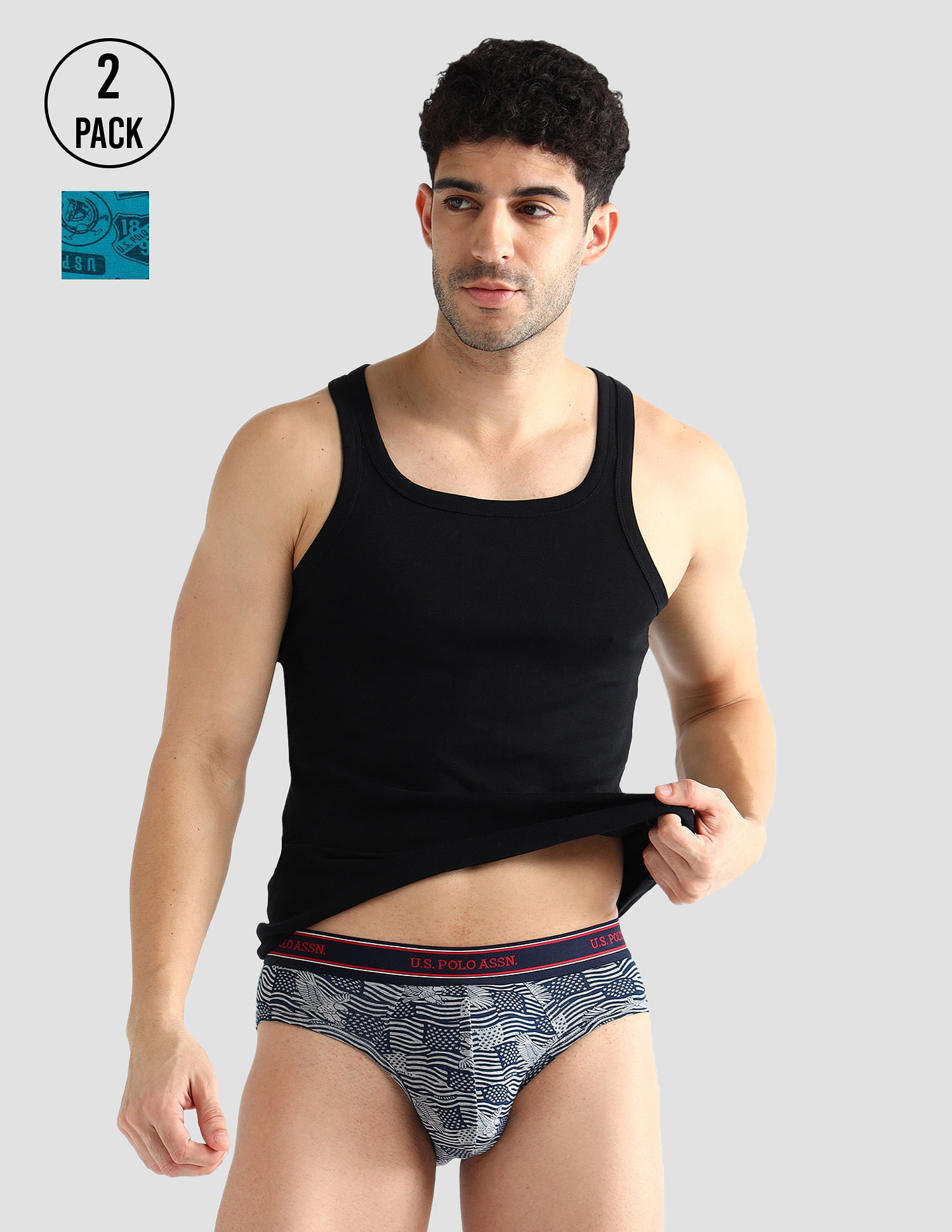 USPA Innerwear Elasticized Waist Printed I615 Briefs - Pack Of 2