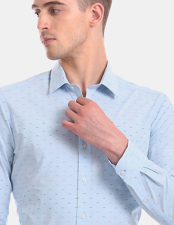 Arrow Slim Fit Patterned Stretchable Formal Shirt
