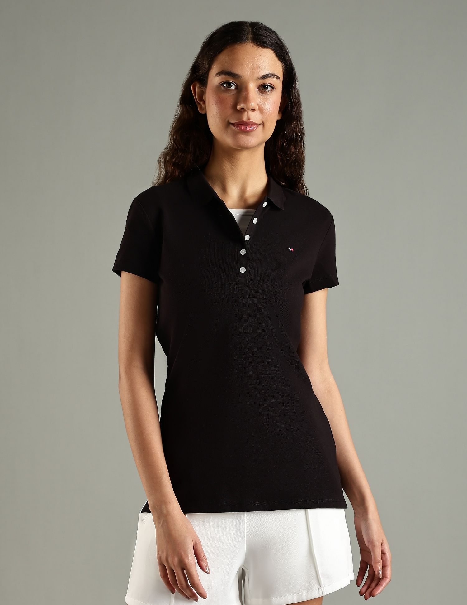 Tommy Hilfiger Solid Slim Fit Cotton Polo T-Shirt