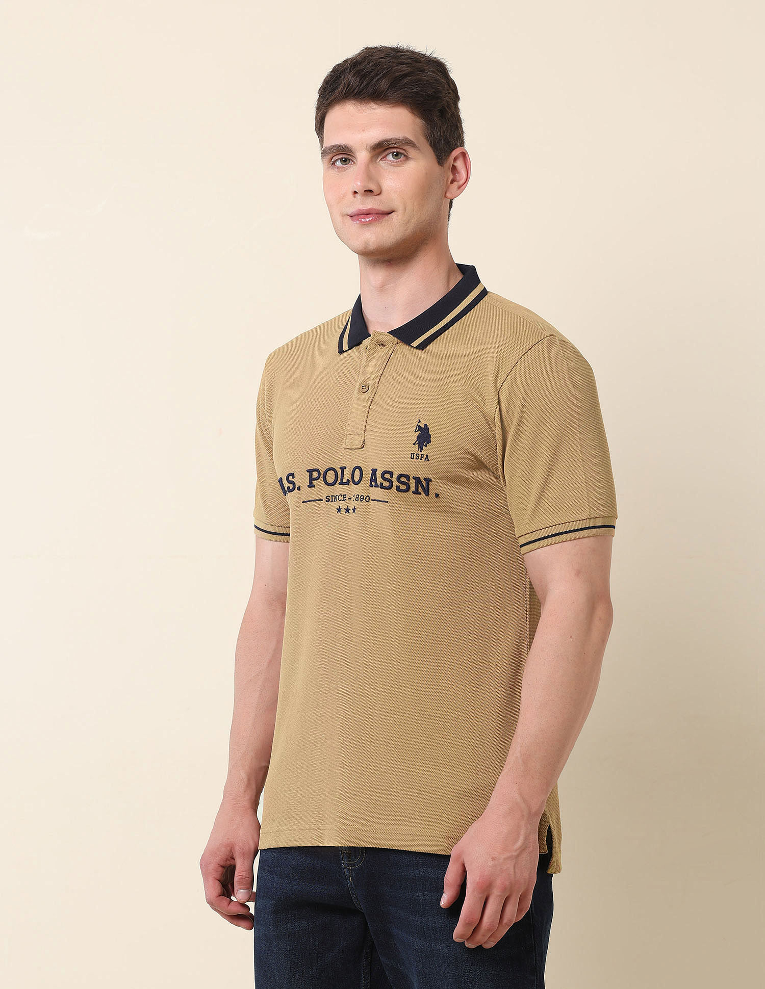 U.S. Polo Assn. Brand Embroidered Gold Cup Polo Shirt