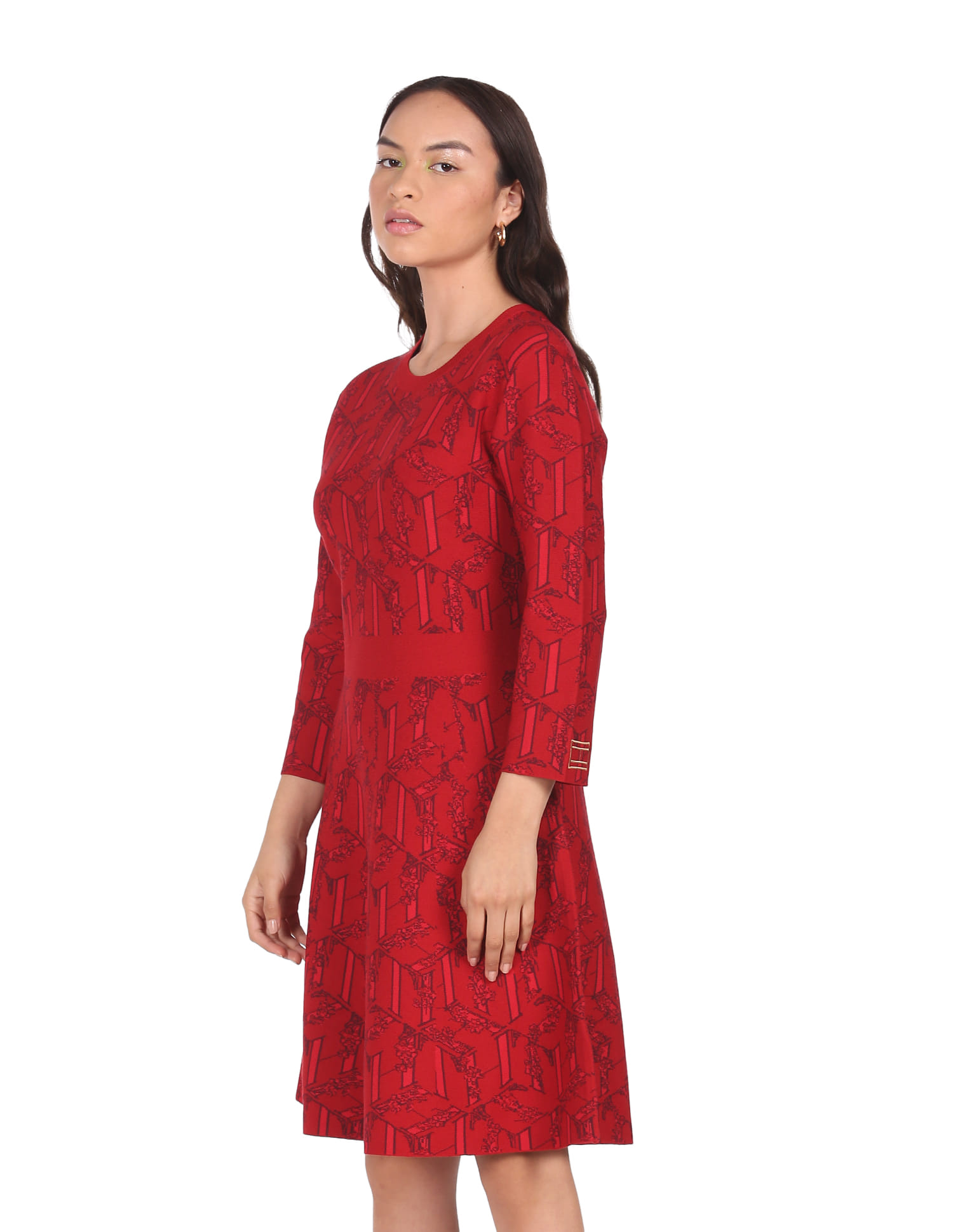 Buy Tommy Hilfiger Women Red Abstract Print Fit And Flare Dress - NNNOW.com
