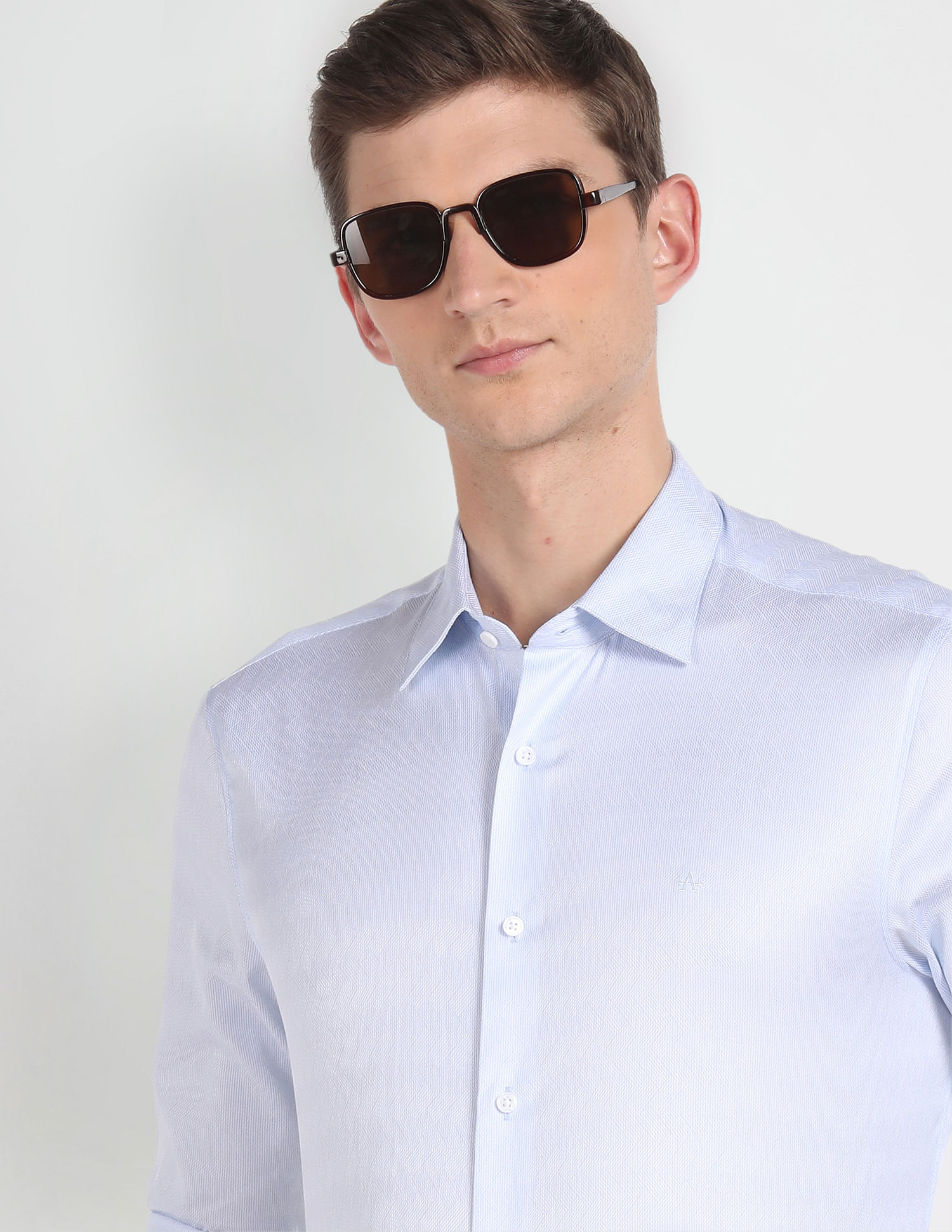 Arrow Patterned Dobby Cotton Shirt