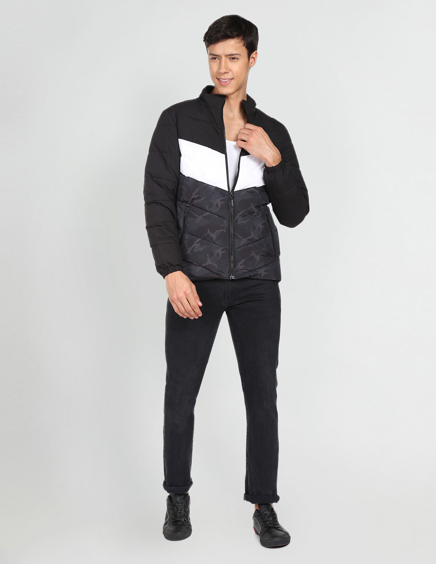 U.S. Polo Assn. Denim Co. High Neck Colour Block Padded Jacket