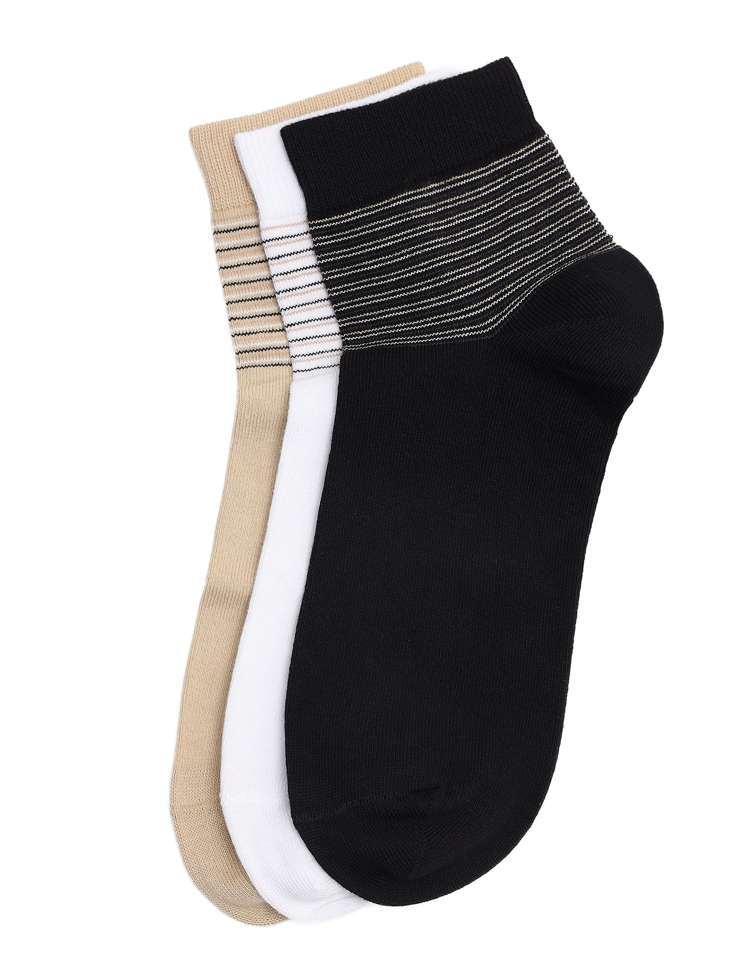 Arrow Ankle Length Striped Cotton Socks - Pack Of 3