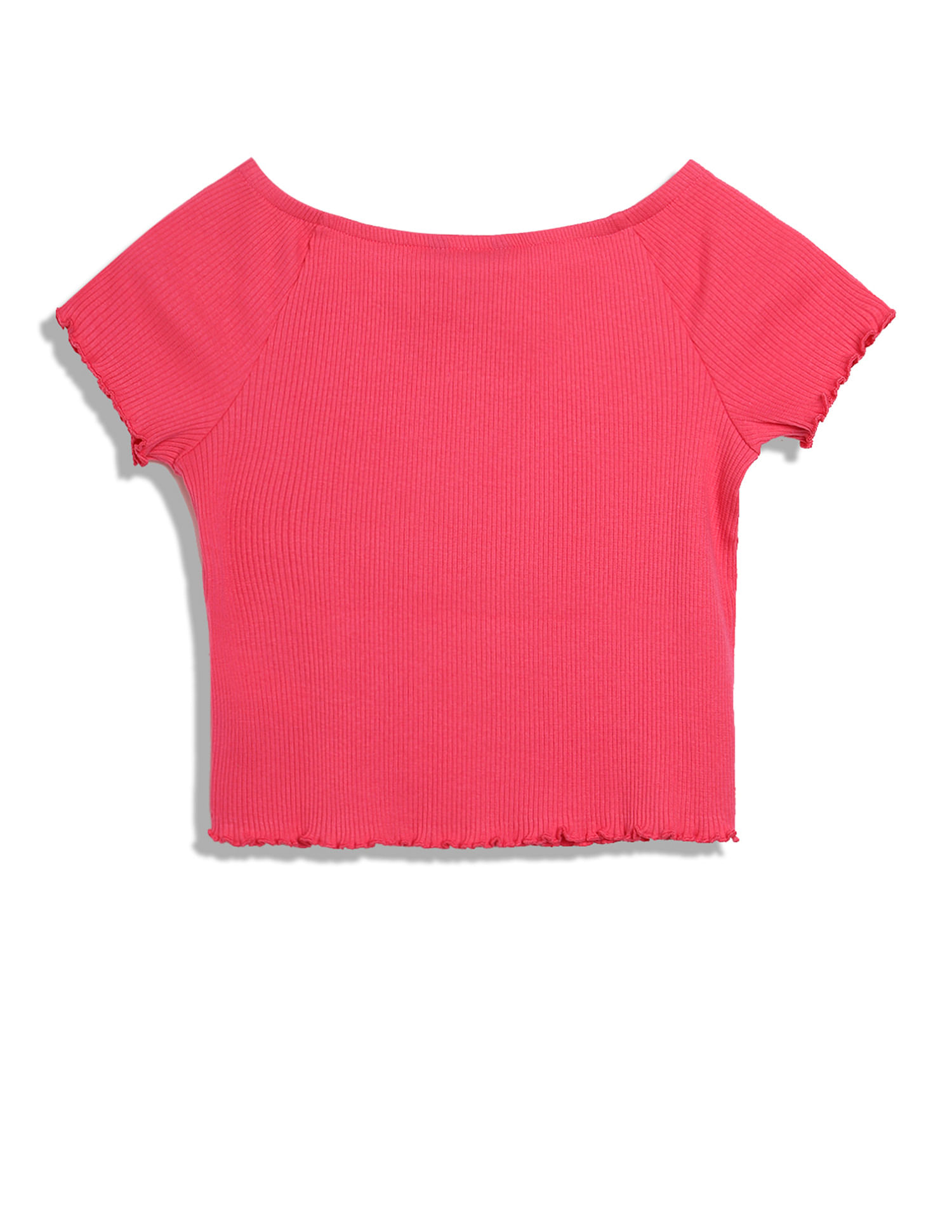 Tommy Hilfiger Kids Girls Boat Neck Ribbed T-Shirt
