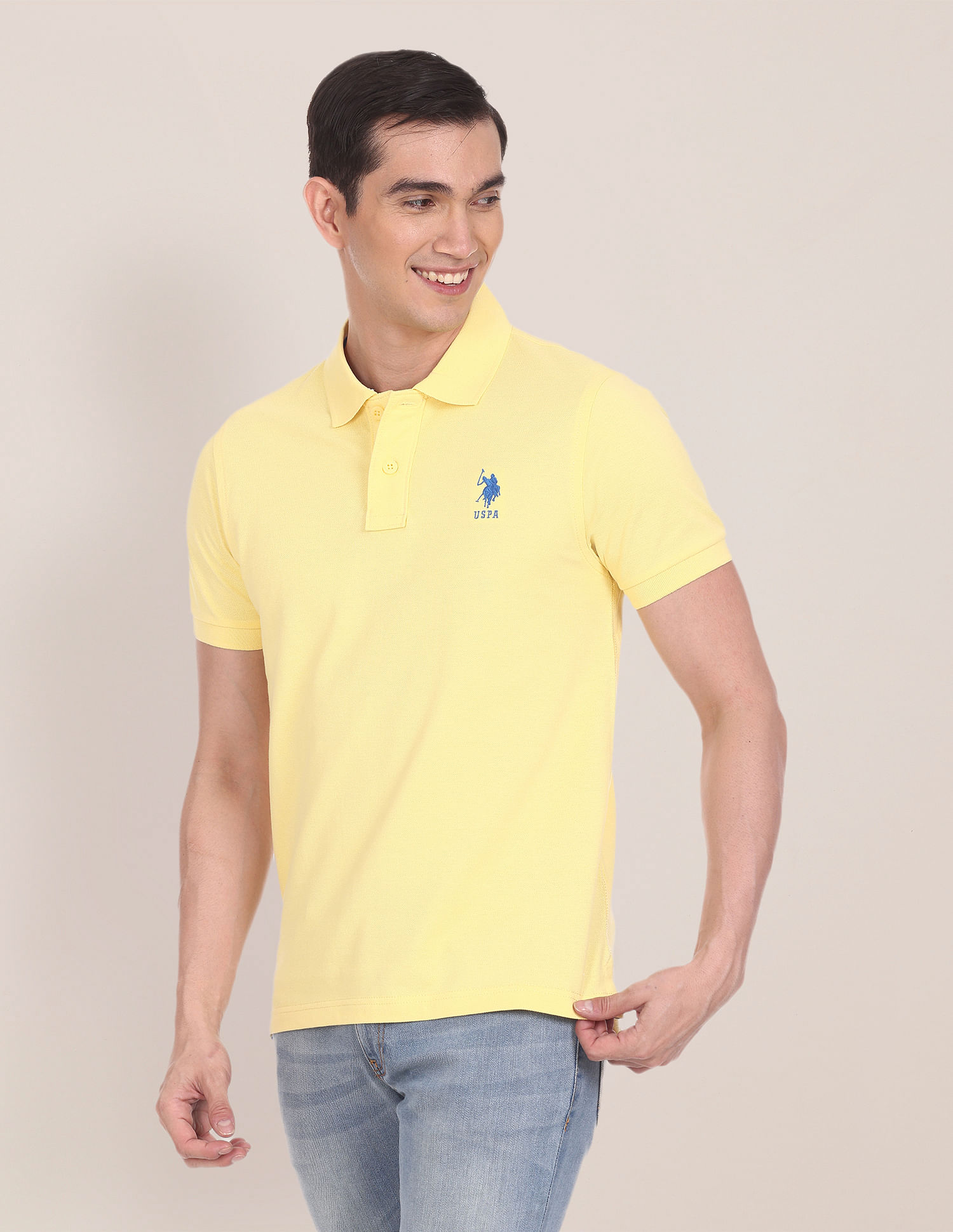 U.S. Polo Assn. Cotton Luxury Polo Shirt, Yellow (S)