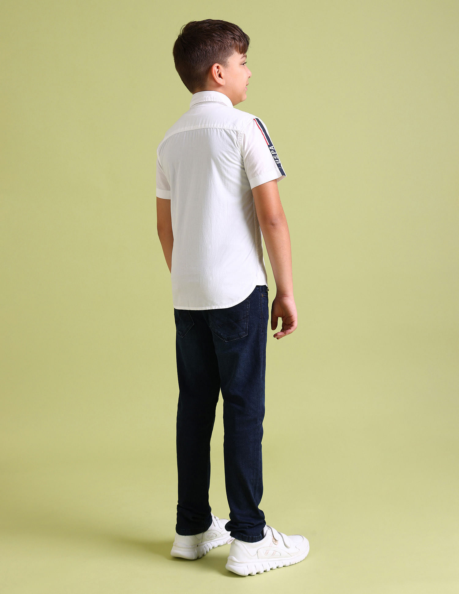 U.S. Polo Assn. Kids Boys Brand Print Cotton Shirt