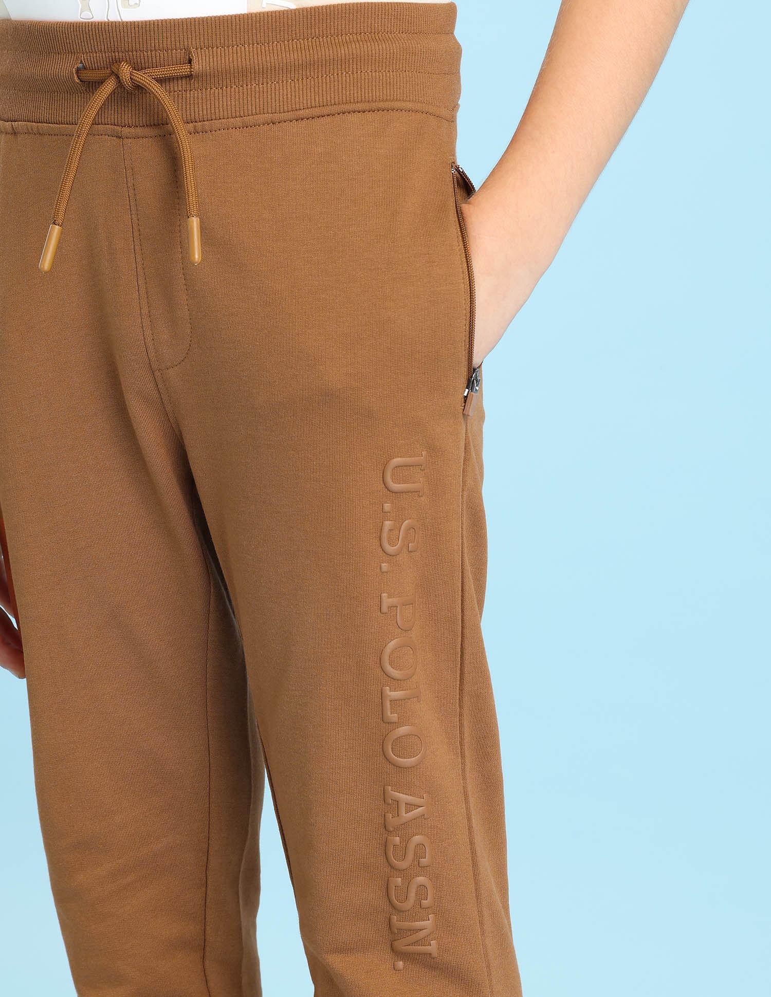 U.S. Polo Assn. Kids Boys Solid Pure Cotton Track Pants