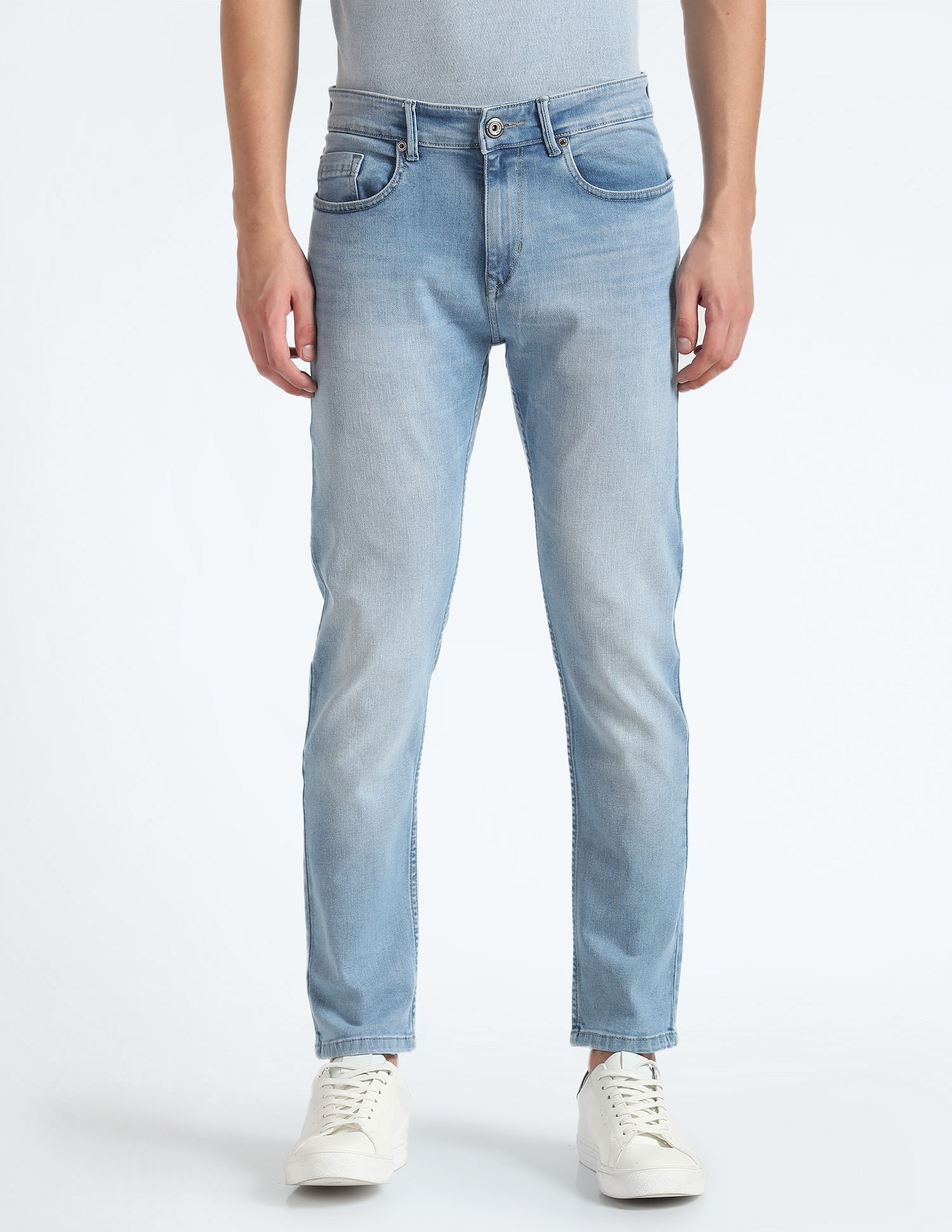 Flying Machine Stone Wash Slash Slim Tapered Fit Jeans