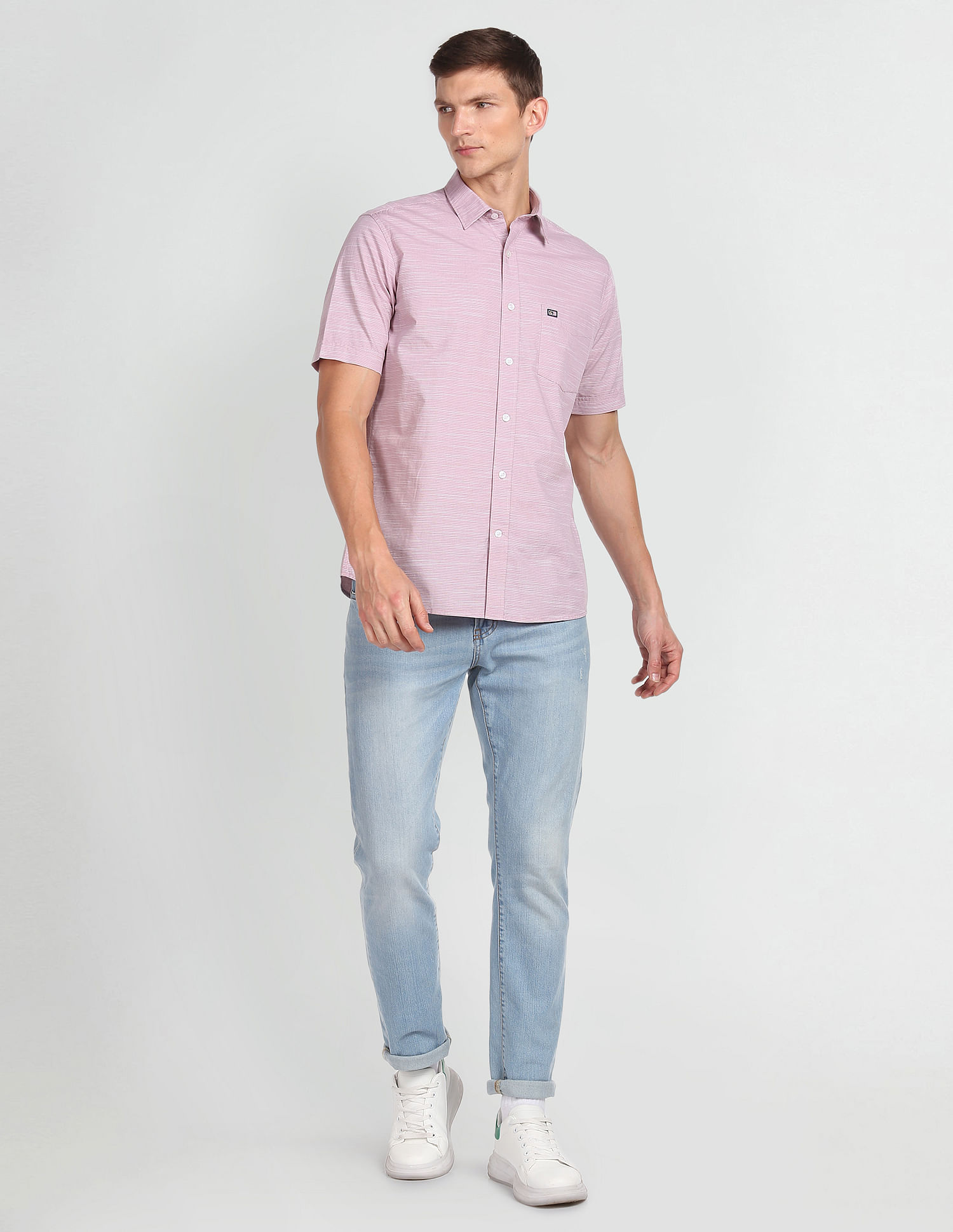 Arrow Sports Horizontal Stripe Slim Fit Shirt