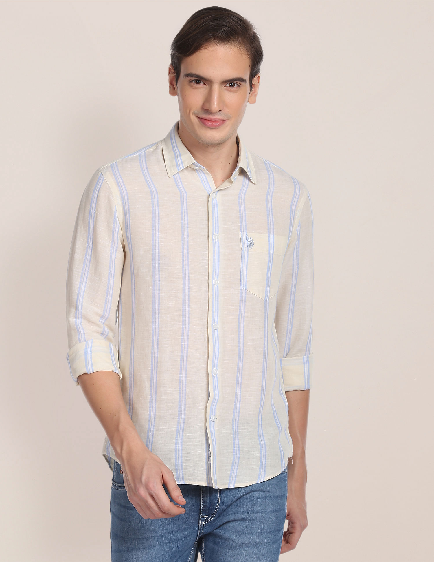 U.S. Polo Assn. Iconic Linen Cotton Stripe Shirt