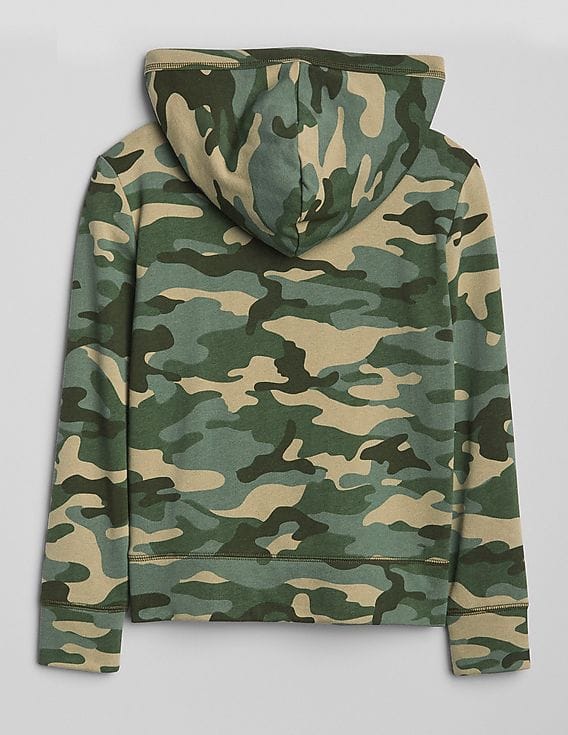 Buy GAP Girls Girls Green Camo Flippy Sequin Logo Hoodie