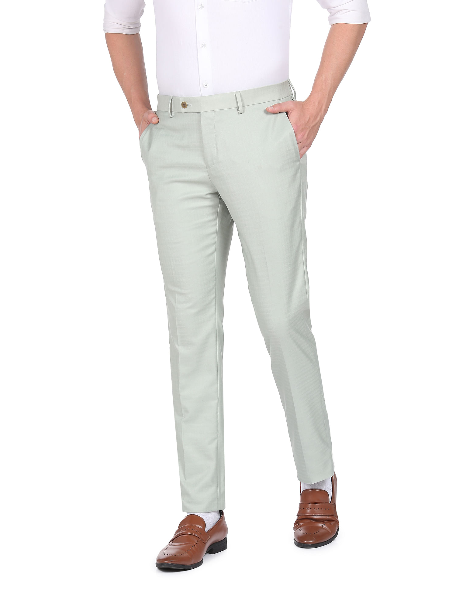 Solid Teoman Light Green Mens Cotton Formal Trousers Pants, Regular Fit at  Rs 899 in Mumbai