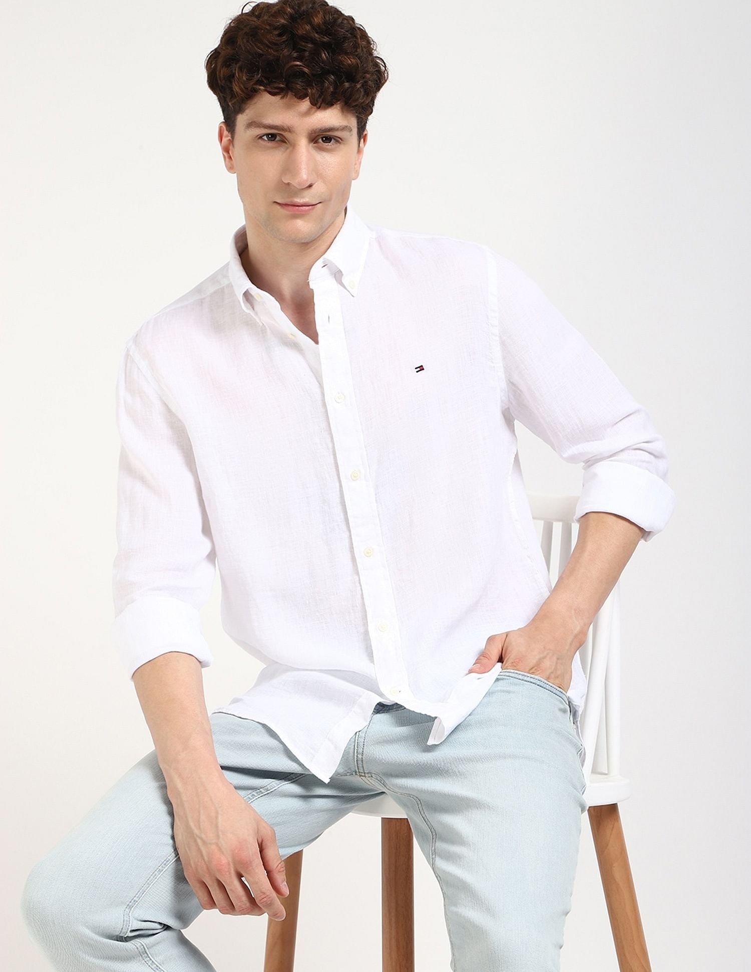 Tommy Hilfiger Solid Regular-Fit Linen Shirt