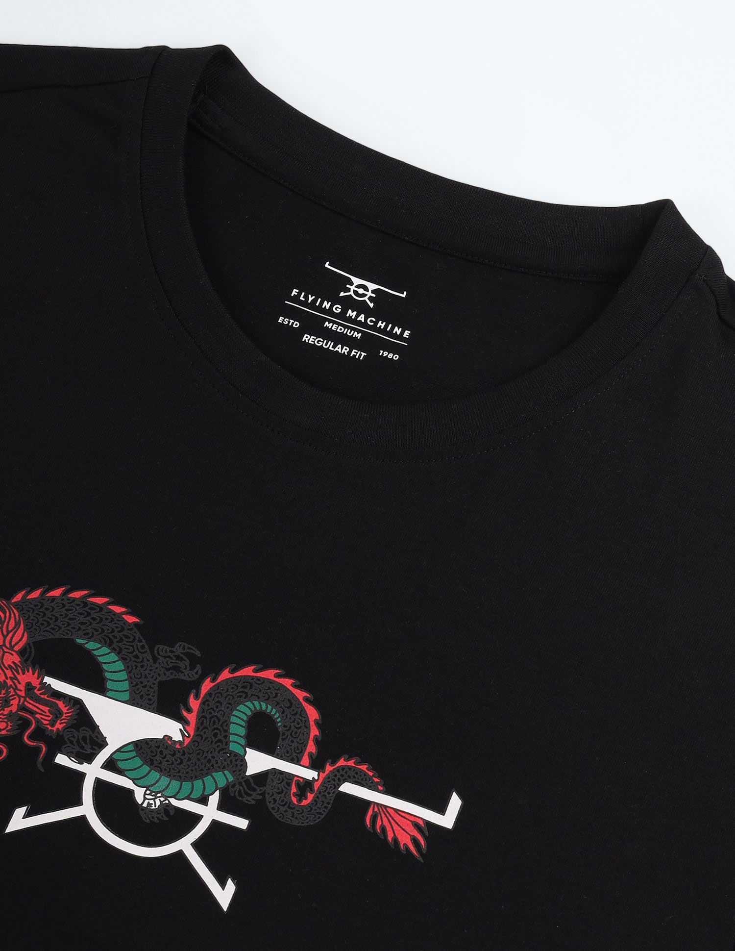 Flying Machine Dragon Logo Cotton T-Shirt