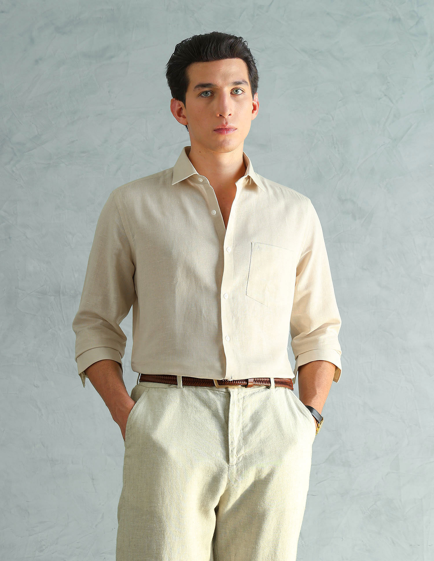 Arrow Cotton Linen Slim Fit Shirt